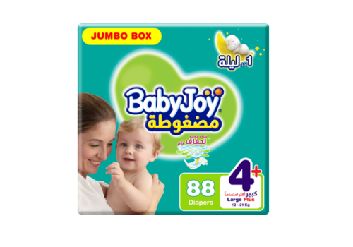 بيبي جوي حفاضات اطفال رقم 4+ كبير عدد 88 حبة بوكس
