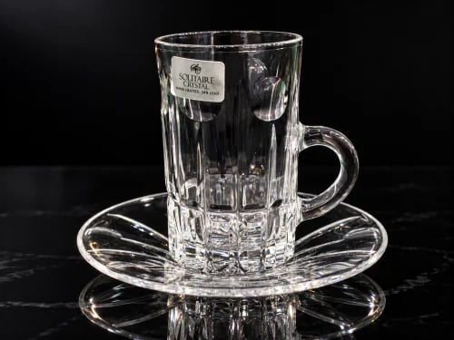 Solitaire crystal teacups, 6 pieces