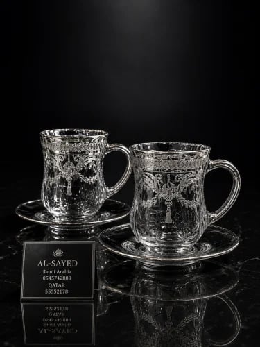 Wide silver crystal teapots, 6 pieces