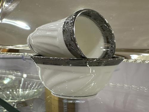Silver porcelain cups, 12 pieces
