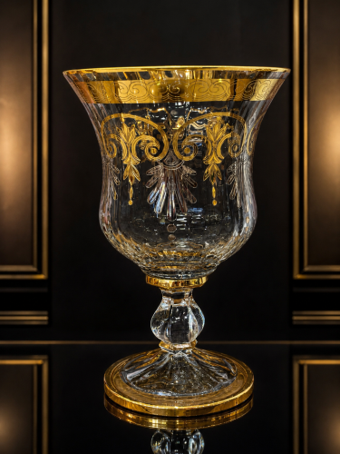 Laser engraved crystal vase, 26 cm