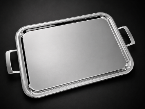 Silver tray, length 55 cm, width 40 cm