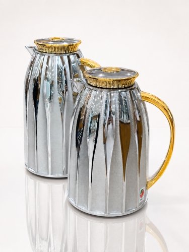 Silver and gold thermos set
