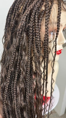 ضفائر افريقية طويلة كيرلي (Box Braids) جذور أمامية...
