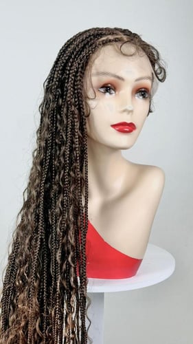 ضفائر افريقية طويلة كيرلي (Box Braids) جذور أمامية...