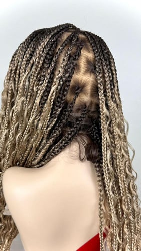 باروكة ضفائر طويلة بأطراف كيرلي - لون أومبري بني و...