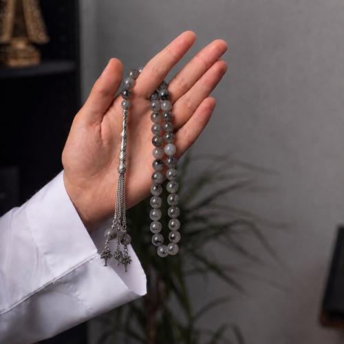 سبحة شُـمـوخ | حجر طبيعي رصاصي نادر