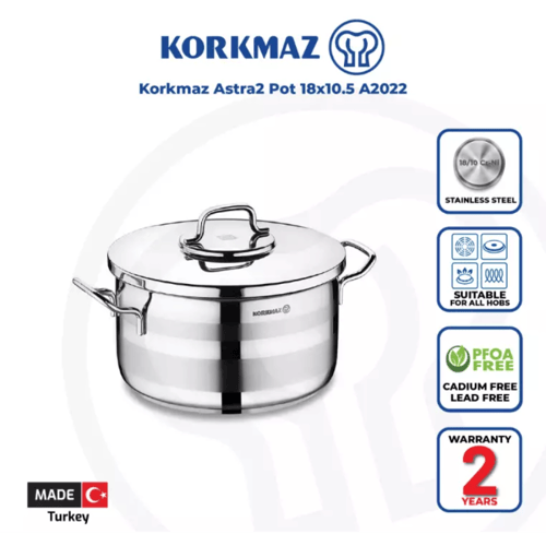 قدر كوركماز استرا 2 ستانلس ستيل مقاس 40 سم 31L