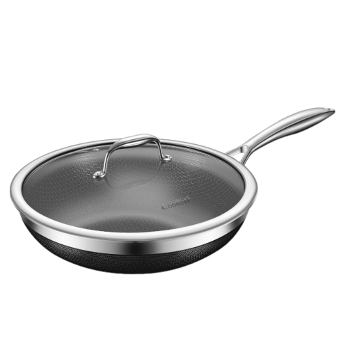 Cookcell مقلاة زيت عميق بغطاء قزاز طبقة غير لاصقة...