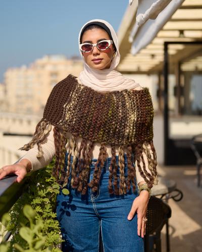 ياقة (صدرية) تريكو فاخرة بتصميم غرزة عريضة (شال دا...
