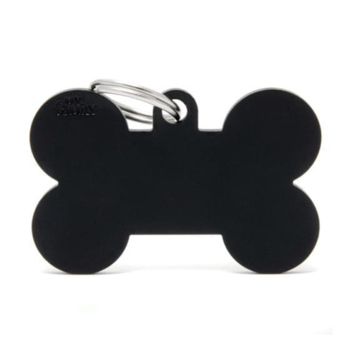 قلادة المونيوم على شكل عظمة لون اسود حجم كبير