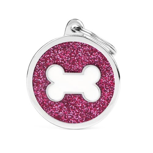 ماي فاميلي قلادة دائرية لون زهري لامع شكل عظمة حجم...