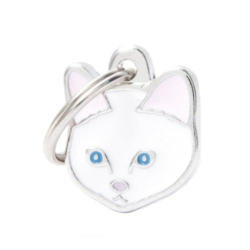 قلادة شكل قط اوروبي ذات شعر ابيض قصير