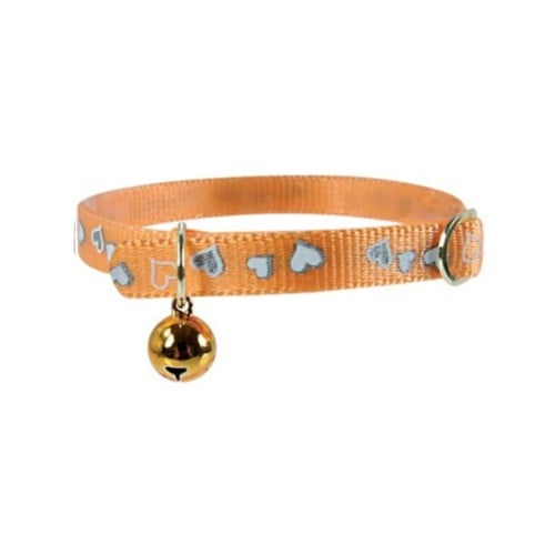 زولكس طوق قطط القلوب العاكسة 30سم/10 ملم - برتقالي