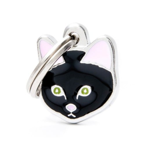 قلادة شكل قط اوروبي ذات شعر اسود قصير