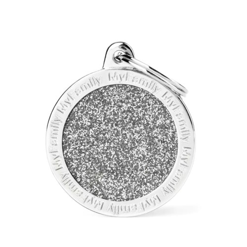 ماي فاميلي قلادة دائرية لون رمادي لامع حجم صغير