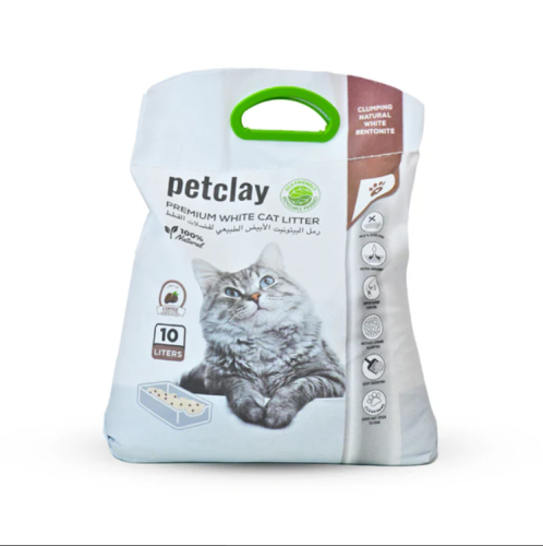 بت كلاي بنتونيت الأبيض برائحة القهوة رمل طيني للقط...