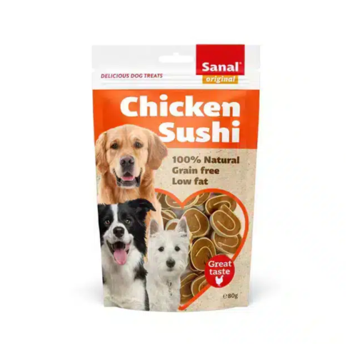 سنال مكافات كلاب شكل سوشي نكهة الدجاج 80غ
