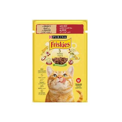 بورينا فريسكيس قطع لحم بقري في المرق طعام رطب للقط...