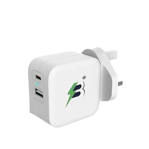 شاحن جداري 38 واط منفذ تايب سي ومنفذ USB ابيض من س...