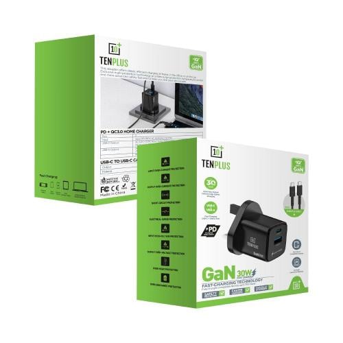 راس شاحن جداري منزلي 30 واط (30W) يدعم الشحن السري...