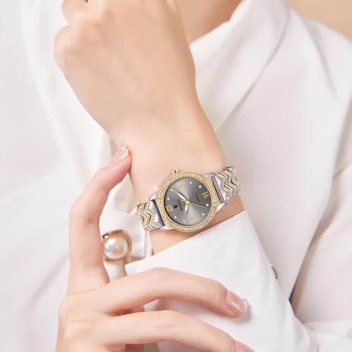 ساعة فاخرة مرصعة بفص كريستال نسائية من ماكسويل