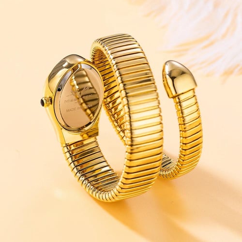 ساعة فاخرة نمط الثعبان نسائي