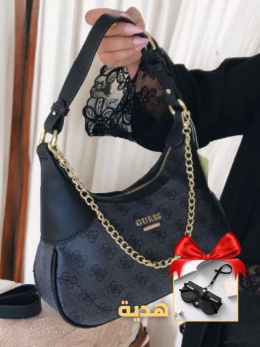 حقيبة جلد فاخرة وسط نسائية أسود رمادي