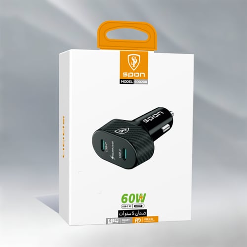 شاحن سيارة سبون بقوة 60 واط - منفذين USB-C بتقنية...
