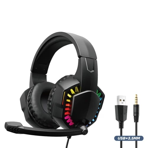 سماعة رأس للألعاب SP إضاءة RGB ملونة مع ميكروفون - توصيل USB + AUX