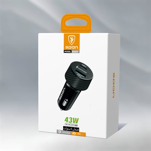 شاحن سيارة سريع بمنفذين PD - USB 43W
