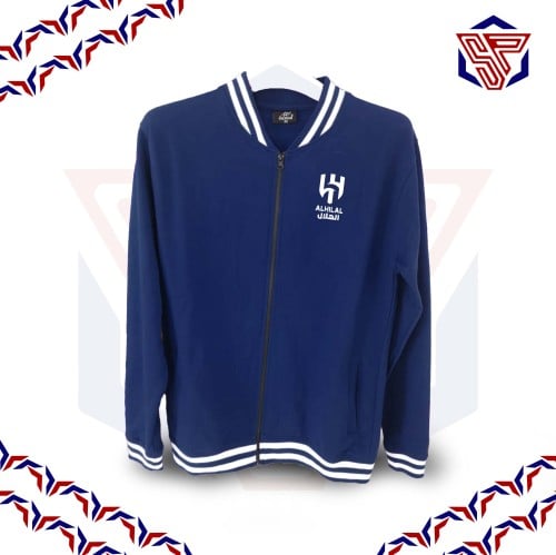 بلوفر مقلم قطني مع سحاب بشعار الهلال