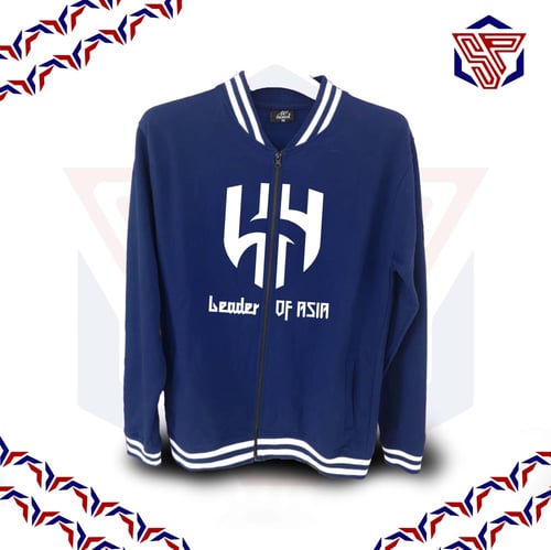 بلوفر مقلم قطني مع سحاب بشعار الهلال