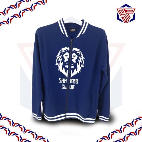 بلوفر مقلم قطني مع سحاب بشعار الشباب