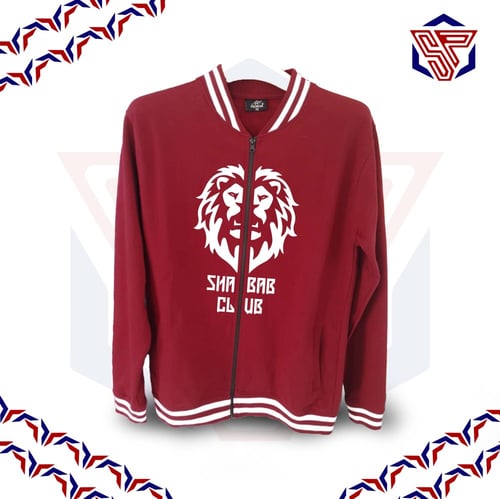 بلوفر مقلم قطني مع سحاب بشعار الشباب