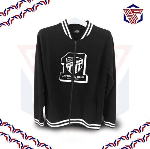 بلوفر مقلم قطني مع سحاب بشعار الاتحاد