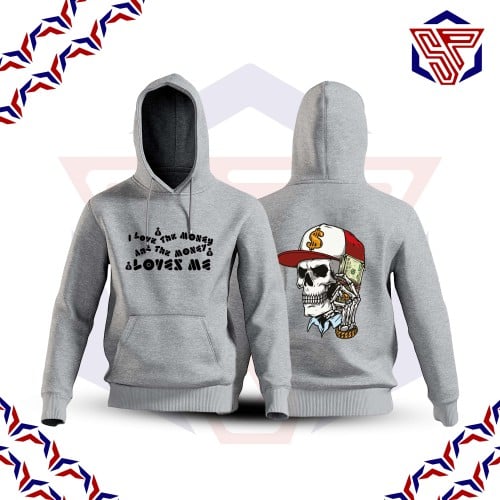 بلوفر SKULL - I Love Money أبيض