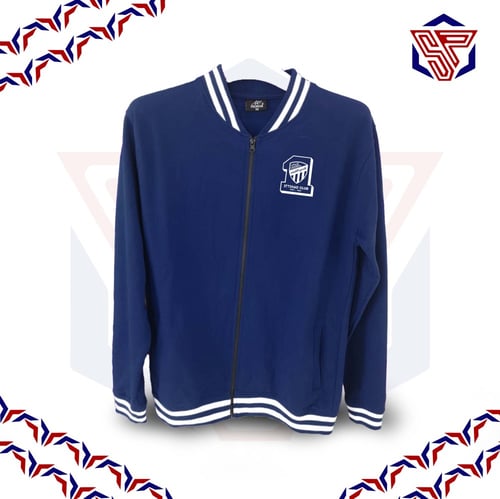 بلوفر مقلم قطني مع سحاب بشعار الاتحاد