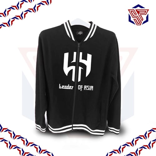 بلوفر مقلم قطني مع سحاب بشعار الهلال