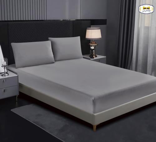 طـقـم شـرشـف 3 قـطـع مـزدوج - رمادي غامق