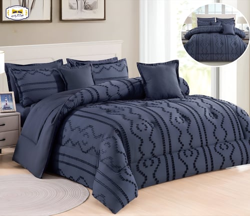 مفرش فيدرا نفر ونص 5 قطع ساده قماش بارز