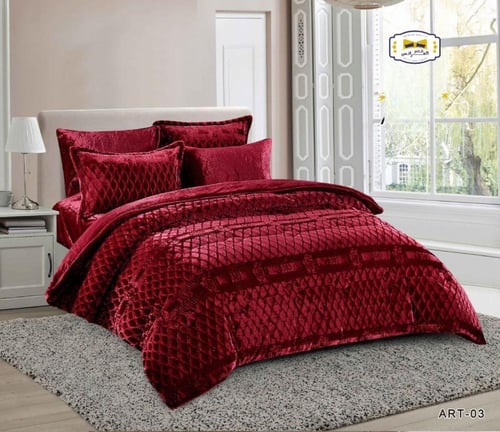 مفرش شتوي مخمل نفرين 6 قطع