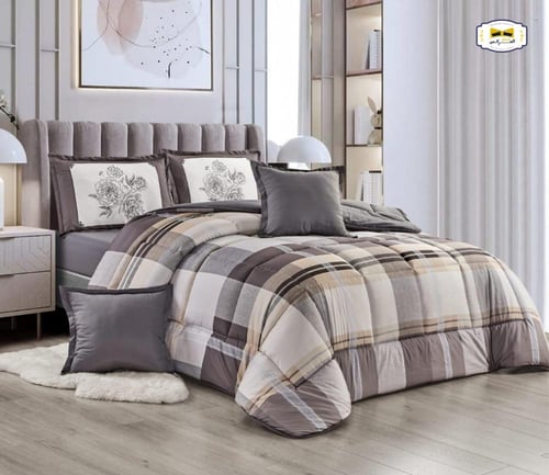 مفرش بيوتي نفرونص 4 قطع حشوه وسط