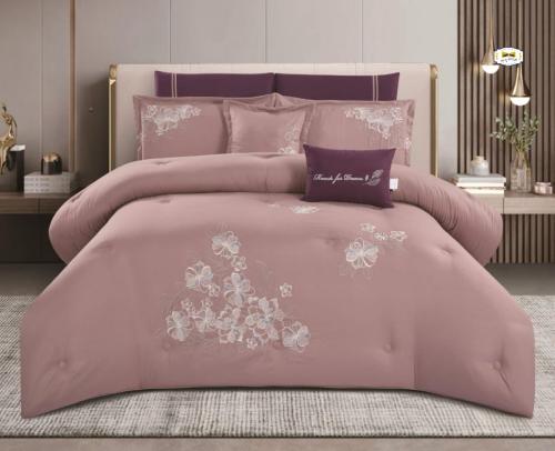 مفرش ميامي مطرز مكروفابير نضام وجهين 8 قطع فاخر