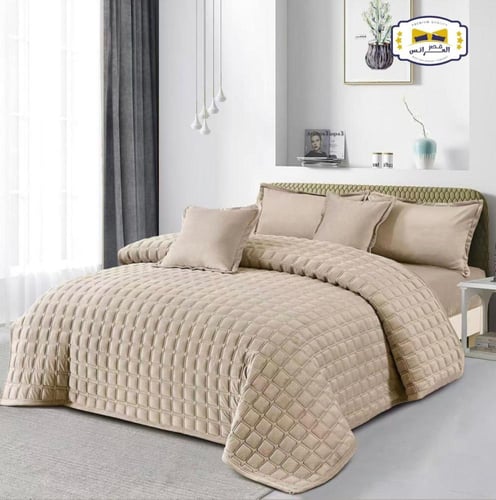 مفرش شتوي مضغوط مخمل سادة نفرين 6 قطع