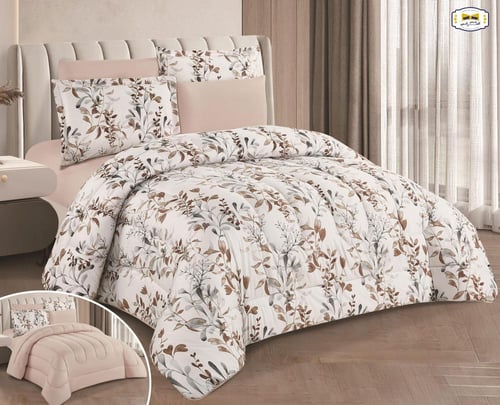 مفرش ليندي مايكروفايبر مشجر وجهين - نفرين 6 قطع