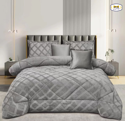 مفرش شتوي نفر ونص فرو الأرنب محفور 4 قـطـع