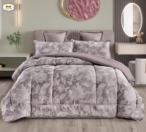 مفرش جاكار مطرز بارز نفرين 6 قطع وجهين