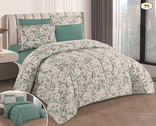 مفرش ليندي مايكروفايبر مشجر وجهين - نفرين 6 قطع