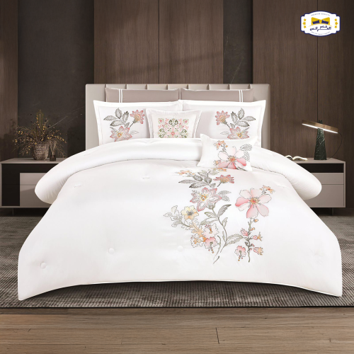 ناطاليا مفرش صيفي نفر ونص مطرز ناعم 5 قطع